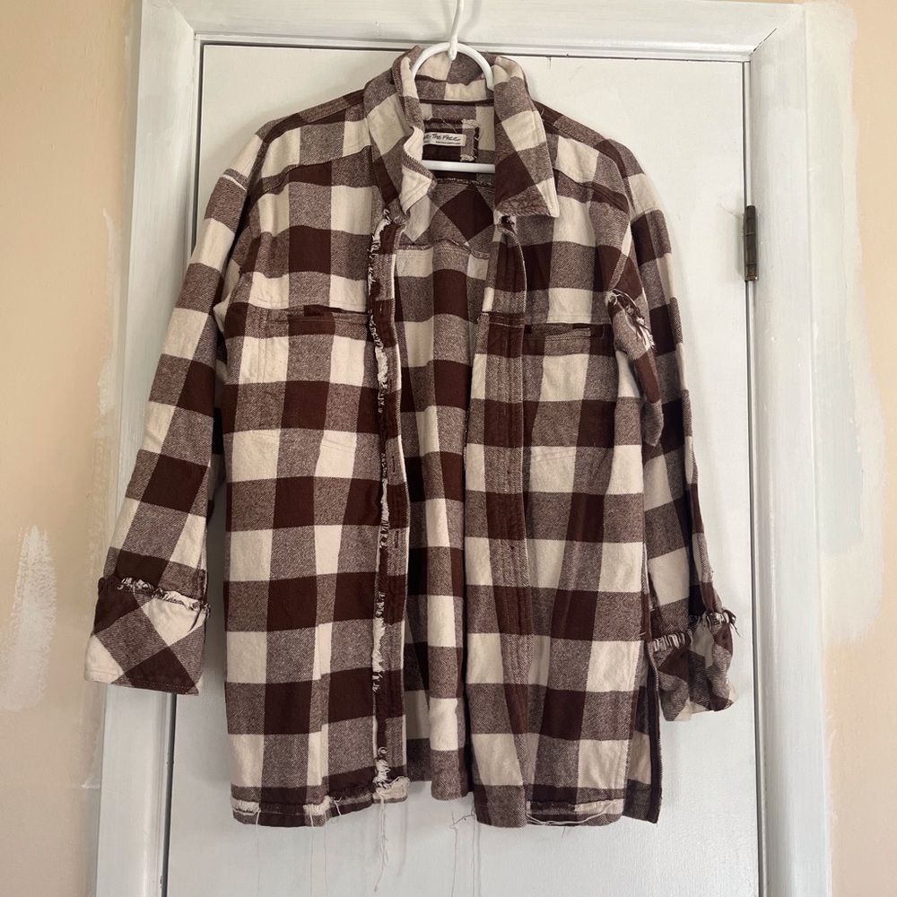 We the Free brown checked buttondown